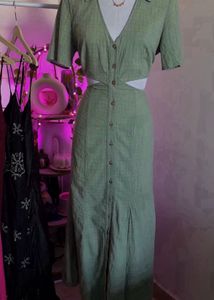 Sage Green Cutout Midi Dress