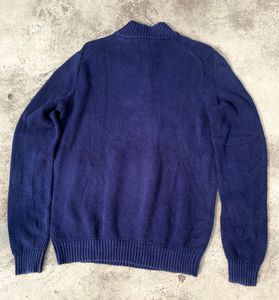 Navy Button-Up Knit Sweater