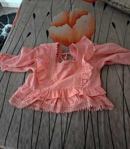 Pink Ruffle and Lace Crop Top