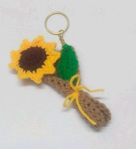 Sunflower Crochet Keychain