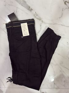 Black Cargo Pants with Belt