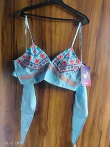 Back Tie-up Pure Cotton Crop Top(Brand New)