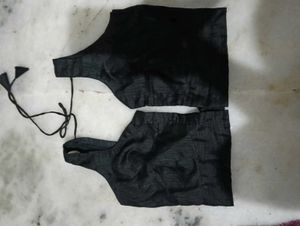 Black And green Sleeveless Sari Blouse