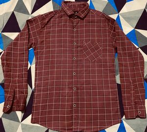 Burgundy Plaid Button-Down Shirt