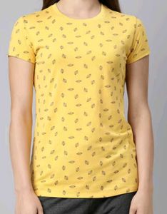 Leaf Print Slim Fit Crew-Neck T- shirt