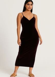 Burgundy Velvet Midi Dress