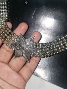 Star Charm Silver Beaded Choker