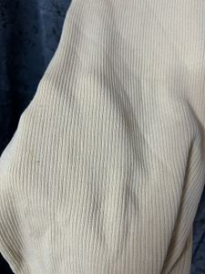 Cream Ribbed Bell Sleeve Top