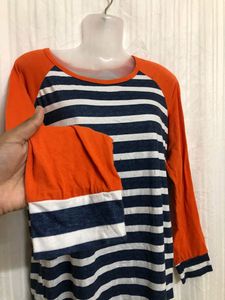 Blue &amp; Orange Long Sleeve Cotton T Shirt