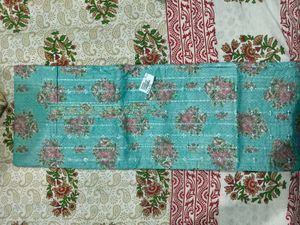 Teal Floral Unstitched Suit Fabric
