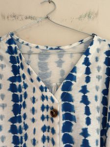 Blue Tie-Dye Button Up Top
