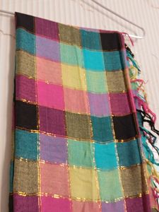 Colorful Plaid Scarf with Fringe