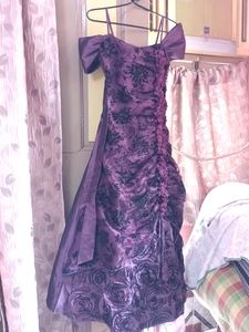 Stunning Purple Coloured Gown With Work All Over