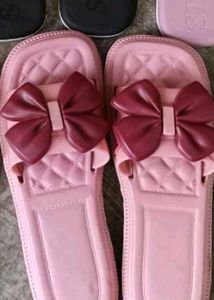 Pink Bowtie Slippers