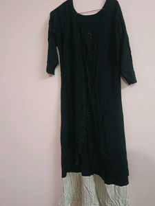 Elegant Green &amp; White Maxi Dress