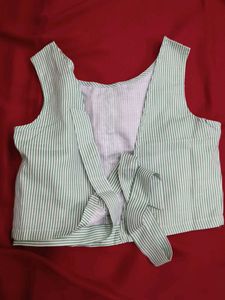 Striped Tie-Up Crop Top