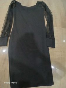 Black Sheer Sleeve Mini Dress
