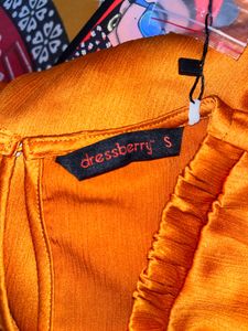 Rust Orange Ruffle Mini Dress