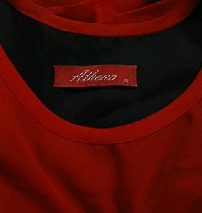 Athena Red Cut Sleeves Flutter Top