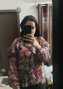 Zara Cold Shoulder Floral Top