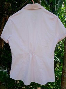 Pink Short Sleeve Button-Up Shirt
