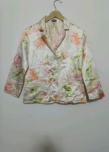 Satin Blazer Brand Name Printed