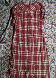 Red Plaid Kurti Tunic
