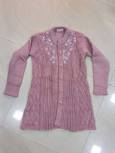 Elegant Pink Knit Cardigan