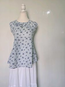 Vintage Leaf Print Sleeveless Top