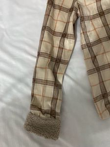 Fuzzy Trim Plaid Button-Up