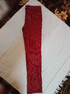 Striped Red Casual Pants