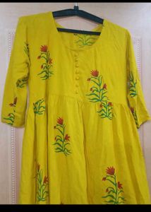 Lemon Yellow 💛 Frock Kurti