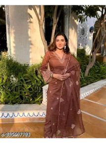 Elegant Brown Embroidered Suit