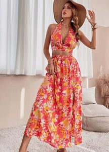 Floral Halter Top & Skirt Set