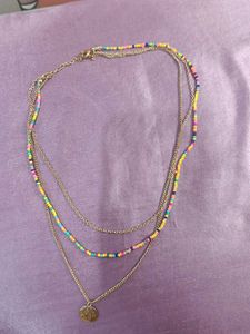 Layered Beaded Coin Necklace