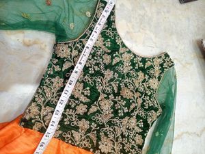 Orange &amp; Green Lengha