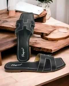 Black &#34;H&#34; Strap Sandals - Size 4