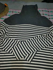 winter high neck Striped Top &amp; Pants Set