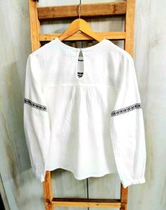 White Embroidered Tassel Top size-38-40