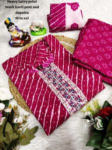 Heavy Lehriya Kurti Pant Set