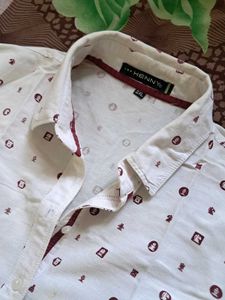 Patterned Casual White Shirt