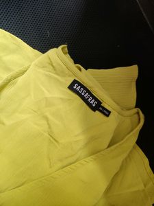Lime Green Top With Flutter Sleeves