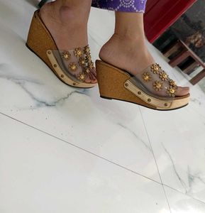 Gold Transparent Heels..