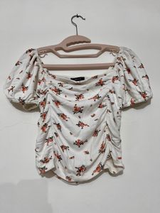 Floral Print Ruched Top