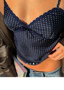 Navy Blue Polka Dots Cami Top