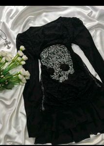 Emo / Gothic Skull Embellished Black Top