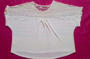 Striped Lace Crop Ti Shirt