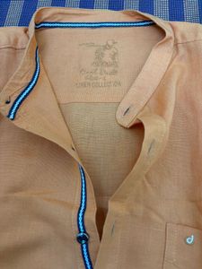 Orange Mandarin Collar Shirt