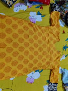 Yellow Printed Kurti