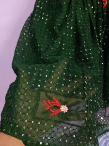 Emerald Green Sequin Frock Style Kurti